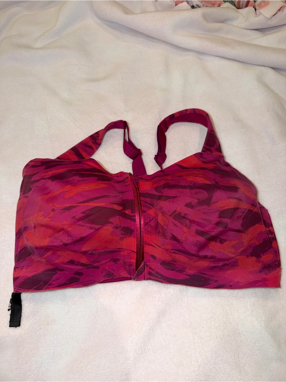 Victoria's Secret Pink and Red Front-Zip Sports Bra